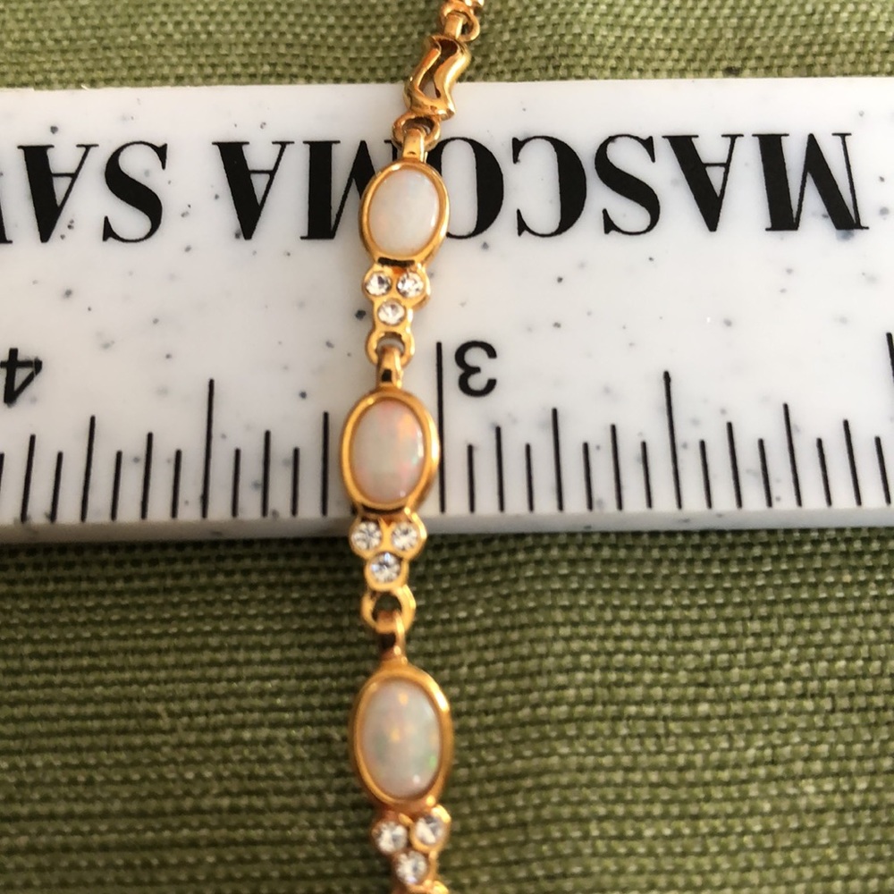 Gold or Gold Color Over Sterling Silver Opal Bracelet from Australia - Picture 10 of 17